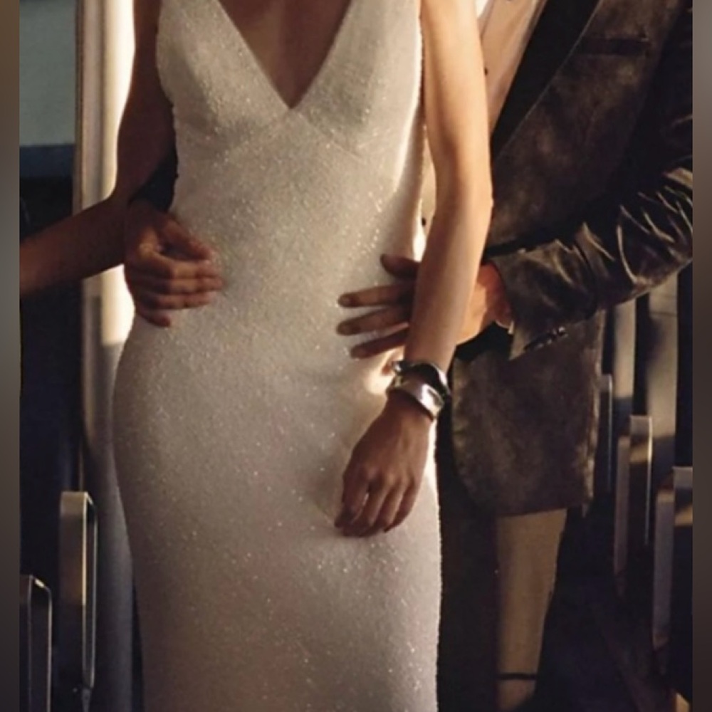 Jenny Yoo Marlis V-Neck Open-back sequin gown size 6